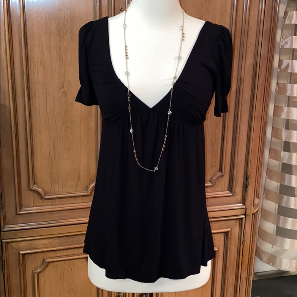 Empire waist deep V jersey tee
